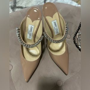 Jimmy Choo Nude Patent shoes Crystal strap